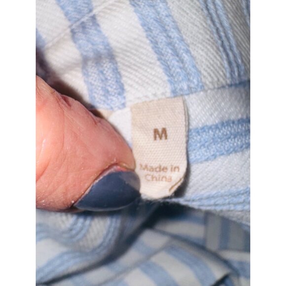 Soft Surroundings Blue White Striped Asymmetrical Handkerchief Hem Tunic Shirt M - Picture 8 of 12
